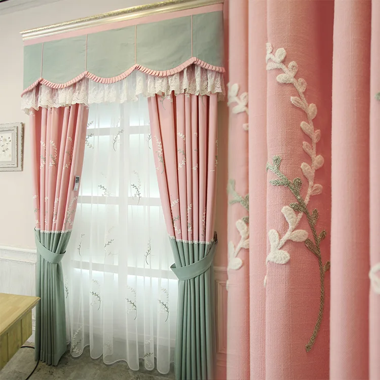 poly cotton embroidered princess study bedroom living rooms curtainin