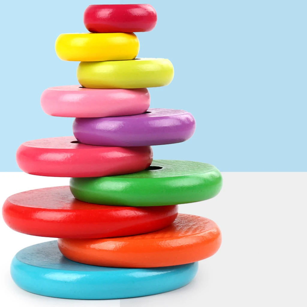 Classic Early Education Toy - 10 Rings Tower of Hanoi Wooden Mathematical Puzzle Game Brain Teasers Toy - Tower of Hanoi Toy