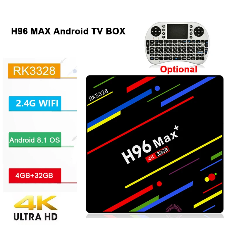 

H96 Max + Android 9.0 TV Box RK3328 Quad Core 4GB/32GB 1080P H.265 4K Support Google Player Store Youtube Smart TV Media Player