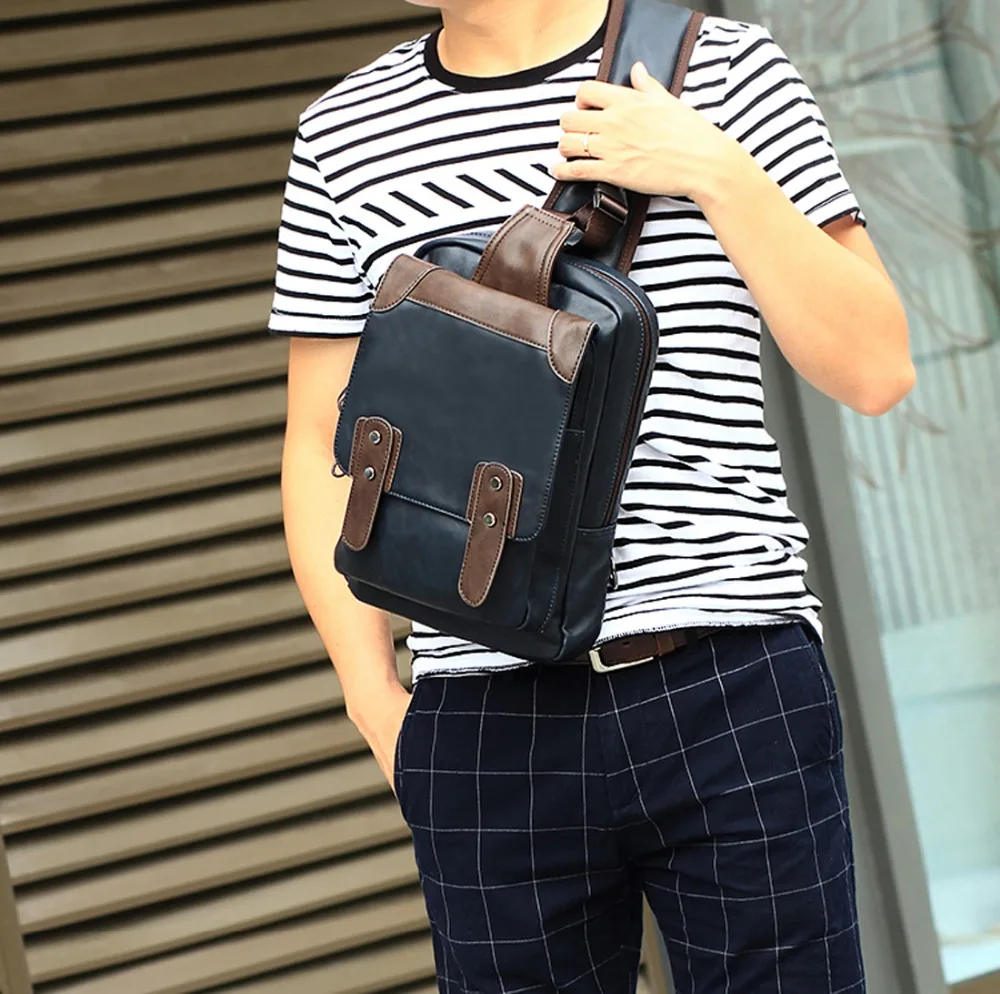 

New Vintage Men PU Leather Travel School Satchel Shoulder Cross Body Messenger Sling Day Pack Chest Bag