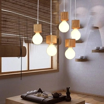 

Loft Style Wooden Droplight Simple Modern LED Pendant Light Fixtures For Dining Room Bar Hanging Lamp Home Lighting Lamparas