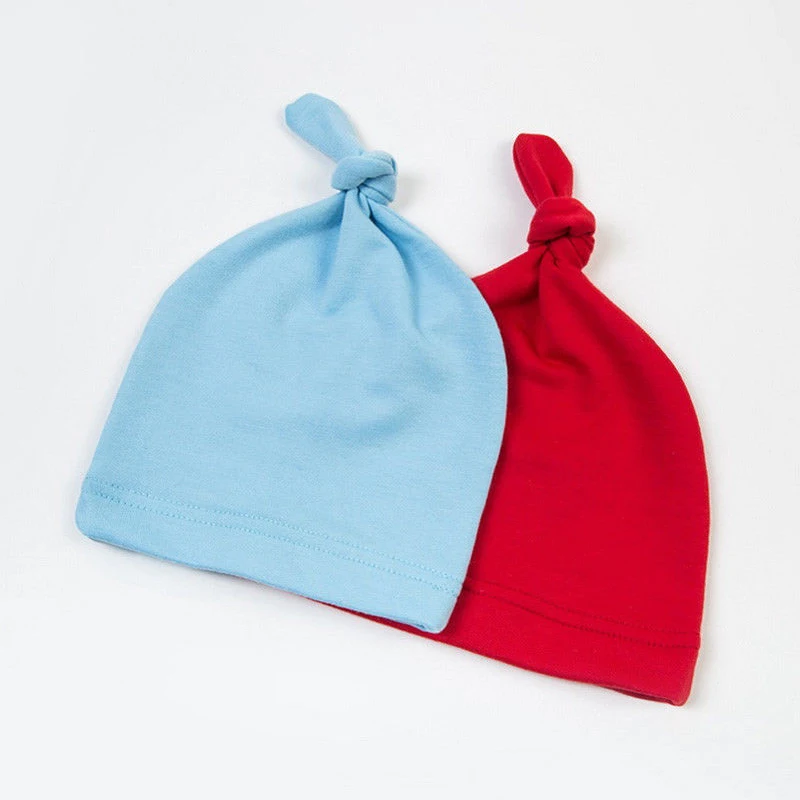 Модный теплый для новорожденного детский головной убор, одноцветные шапочки с узлом для малышей из чистого хлопка, практичная дышащая Защитная детская шапка