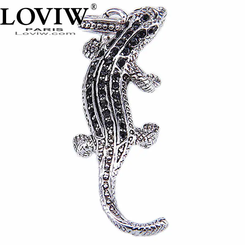 

Black Zirconia Salamander Pendant with eyelet Necklace Halloween thomas sabor Cool Silver animal Jewelry European For Women Men
