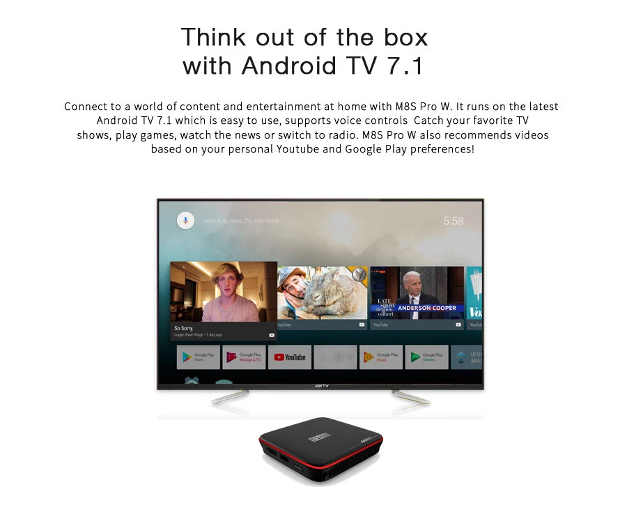 MECOOL M8S PRO W умные ТВ Box Android 7,1 Amlogic S905W 4 ядра, 2 Гб оперативной памяти, 16 Гб встроенной памяти, 1 ГБ 8 ГБ голос Управление 2,4G Wi-Fi 4K set top tv Box