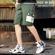 Мужские Короткие повседневные подростковые шорты Карго для мальчиков, мужские с карманом Ete, Черный Армейский Зеленый, большие размеры 6XL 7XL 8XL, тактический Камуфляжный брюки