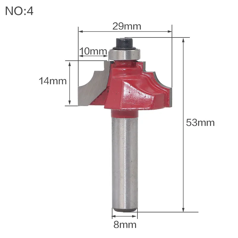 1/" Традиционная Ogee кромкоформовочная фреза Бит-8" хвостовик деревообрабатывающий нож линия - Длина режущей кромки: NO4