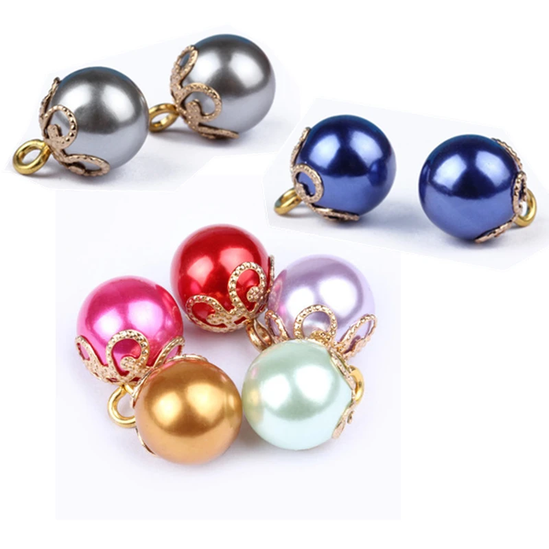 

DoreenBeads 10 PCs 10mm Round Imitation Pearls Shank Buttons Women Sweater Coat Bag Shirt Button DIY Craft Home Sewing Supplies