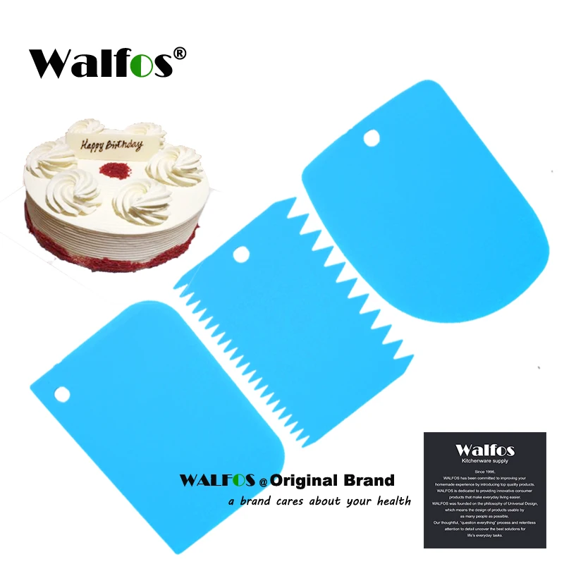  New 3Pcs/set Plastic Dough Icing Fondant Scraper Cake Decorating Baking Pastry Tools Plain Smooth J