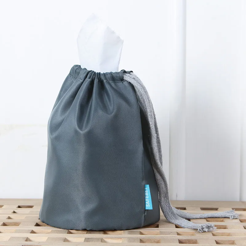 

1Pcs Cylinder type rope drawing storage bags cloth bundle storage tube paper towel roll paper bag cosmetic bag Tissue Case