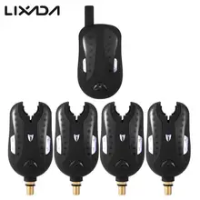 Lixada 4 اللاسلكية الصيد الإنذارات تنبيهات لدغة الكارب الصيد الإلكترونية الأسماك ضربة قضيب مؤشر جرس 4 LED 1 استقبال مقلاع(China)