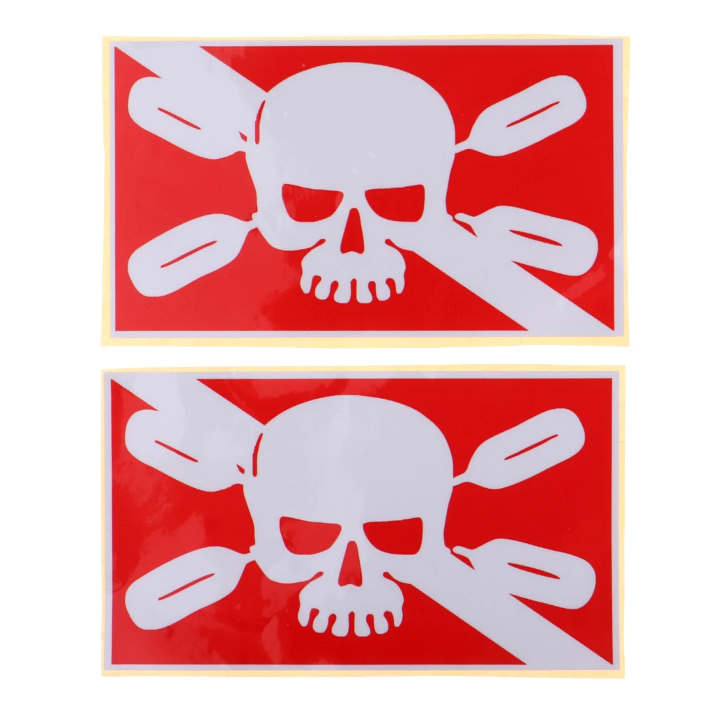 Perfeclan Reflective Scuba Diving Diver Down Flag Kayak Sticker Vinyl Decal Red Waterproof Skeleton Fish Kayak Accessories 2Pcs