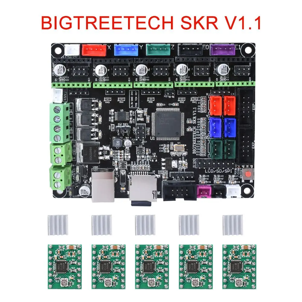 

BIGTREETECH SKR V1.1 Board 32 Bit Smoothieboard Like SKR V1.3 MKS GEN L/GEN V1.4 TMC2208 TMC2130 DRV8825 A4988 3D Printer Parts
