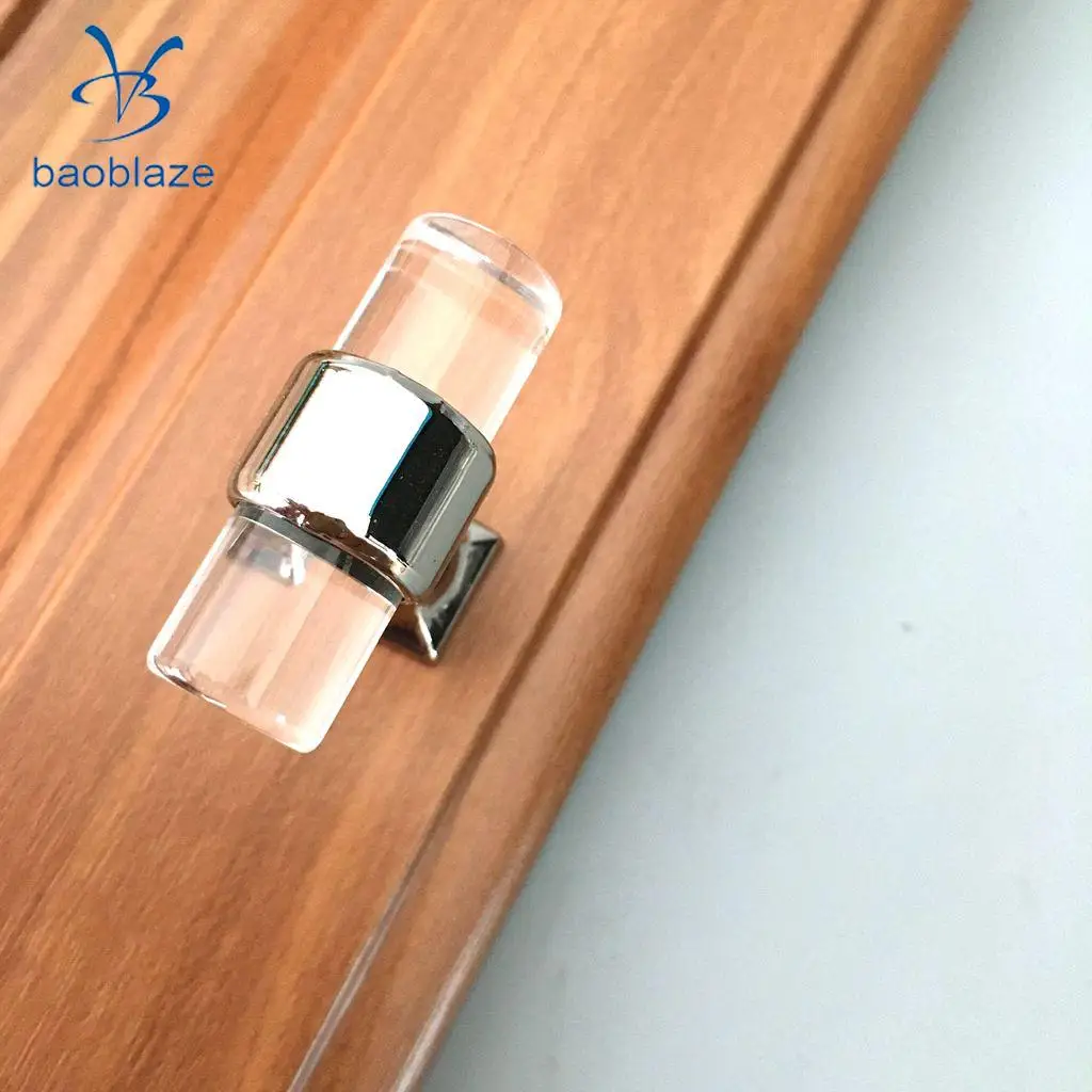 2Pcs 40mm Acrylic Cabinet Home Furniture Door Knob T Bar Knob Pull Handle