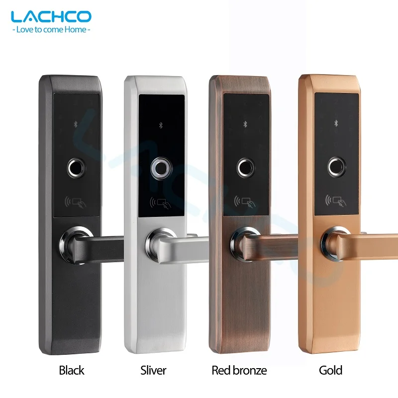 Lachco 2019 Biométrico Eletrônico Fechadura da Porta de Impressão Digital Inteligente, Código, Cartão, Chave Touch Screen Digital Password Lock para Casa L18008s 13 ???1