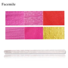 Facemile торт текстурированный прозрачный тиснение Скалки для помадка, кондитерские изделия украшения инструменты для приготовления пищи акриловая паста ролик