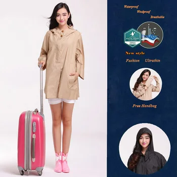 

Trench Coat Style Hooded Women Raincoat Waterproof Rain Coat Poncho Outdoor Rainwear Women Rain Jacket With Hood