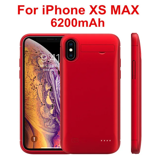 6200 мАч Расширенный чехол для аккумулятора телефона для iPhone xs/xr Внешний чехол для зарядки аккумулятора для iPhone x/xs max портативный аккумулятор - Цвет: Red For XS Max