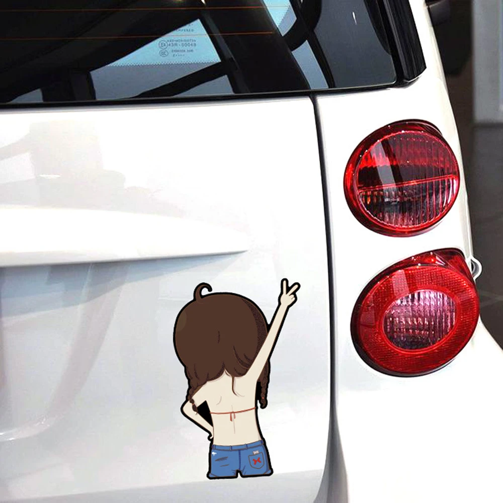 

Aliauto Cartoon Beauty Back Funny Car Sticker Cover Scratches Decal Accessories For Ford Focus BMW Audi Skoda Polo Golf Kia