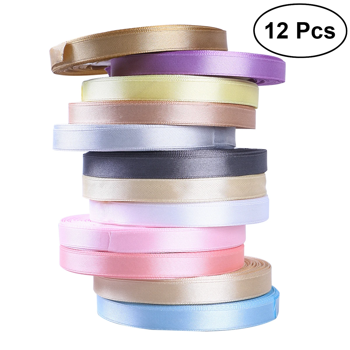 12 Pcs 25 Yards Satin Ribbon Silk Ribbon Bow for Decoration Gift