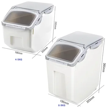 

8-9KG Sealed Dog Dry Food Container Pet Food Storage Bucket Roller with Spoon