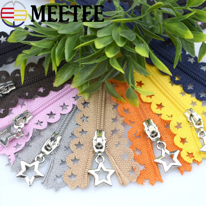 

Meetee 10pcs 3# Close-end Nylon Zipper Star Lace Tape 25cm Multi-color Garment Diy Sewing Bag Purse s A1-3