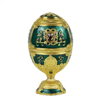 

TOP!-European Painting Creative Gift Ornaments Toothpick Box Castle Egg Shaped Toothpick Party Gold And Green