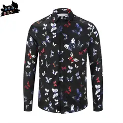 Walking show осень-зима новая рубашка с цветочным принтом бабочки Мужская Роскошная рубашка с длинным рукавом модная брендовая мужская AC & DBZ