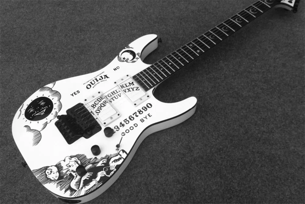 

Free cargo guitar in black and white, 24 sound electric guitar, finger-plate star and moon Mosaic, black lock tuner