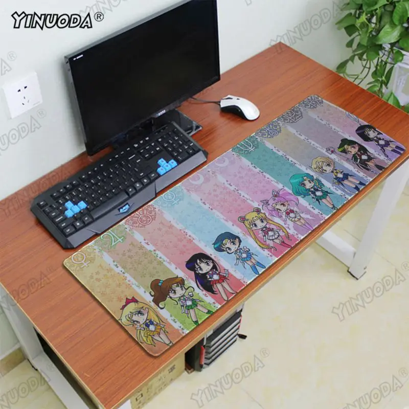 Yinuoda Подарочный коврик для девочек Сейлор Мун Кот игровой плеер стол ноутбук резиновый коврик для мыши офисные мыши геймер мягкий коврик для игровой мыши - Цвет: Lock Edge 40X90cm