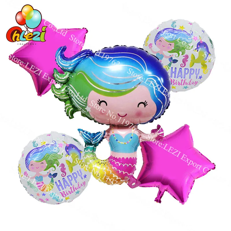 

13pcs Mermaid Cartoon balloons princess globos Sea World Theme Birthday party decoration supplies kids toys mermaid helium ball