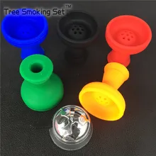 1 шт. металлический карбоновый барьер Серебряная двойная ручка+ 1 шт. семь отверстий силиконовая чаша для сигарет Fumo Narguile табачные курительные трубки