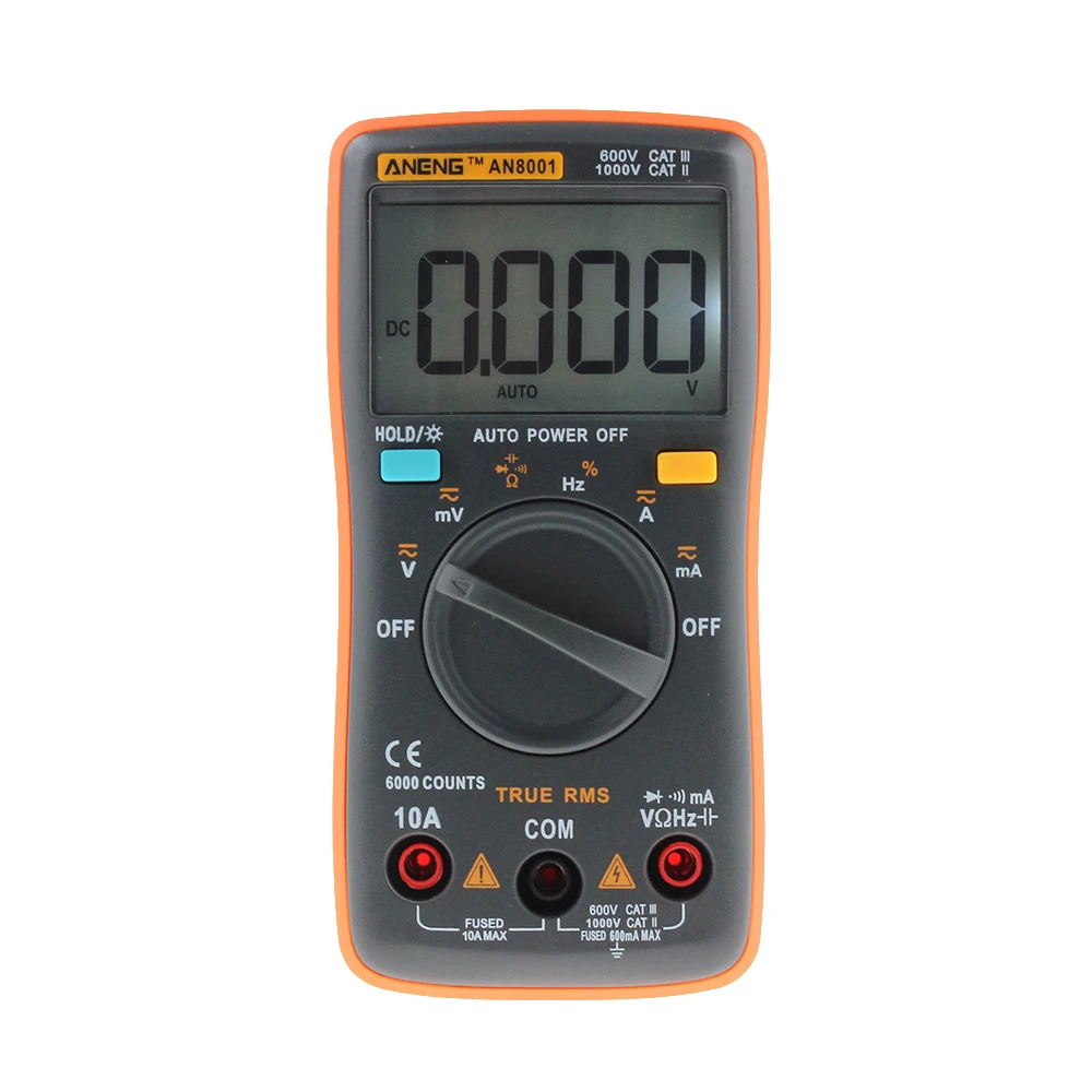 

New ANENG AN8001 Orange Digital Multimeter 6000 Counts Backlight AC/DC Ammeter Voltmeter Ohm Portable Meter T10