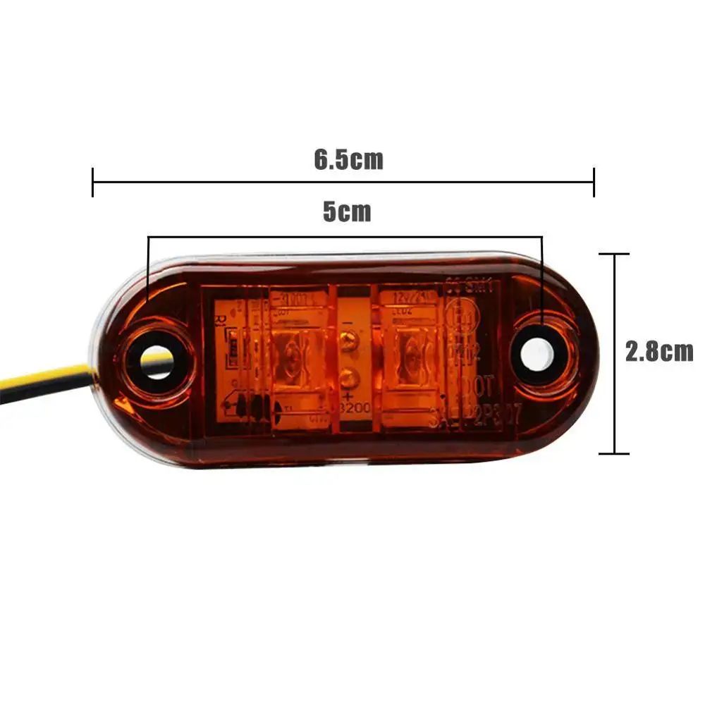 12V Красный светодиодный 2," 2 диодный светильник Овальный клиренса прицепа грузовика Боковой габаритный фонарь