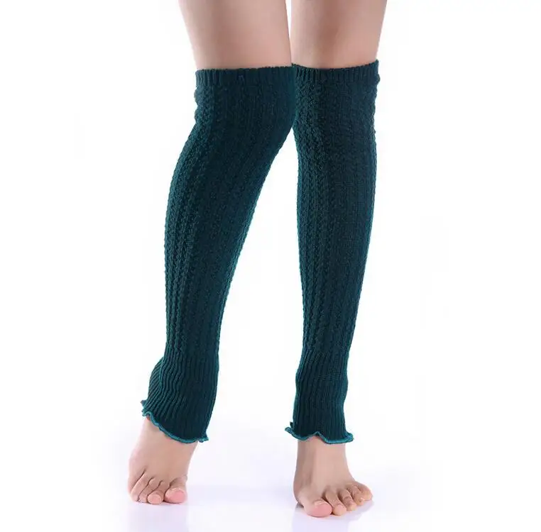 Женские гетры в Корейском стиле Харадзюку, однотонные гетры, вязаные Длинные Гетры, теплые высокие носки До Колена Для Женщин