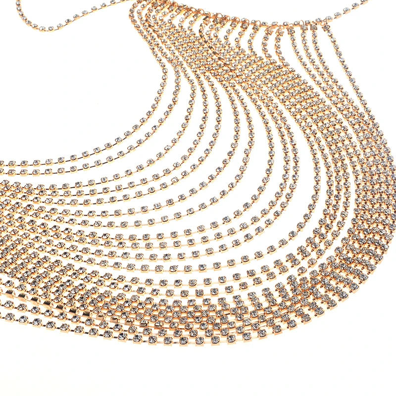 Модное роскошное элегантное многослойное ожерелье в стиле панк с металлической кисточкой, длинное ожерелье для женщин, ювелирное изделие для купальника