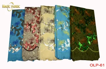

High quality African lace fabric for wedding 2017 Polyester Sequins Organza African French lace fabric OLP-61