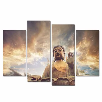 

no frame HD Printed Buddha Wall Canvas Art Modern 4 Piece Poster Painting Picture For Home Decor tableau peinture sur toile