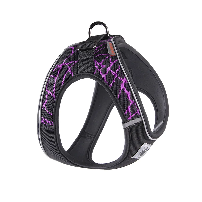 Поводок для собак, для бульдога чихуахуа, для маленьких и средних собак, нейлоновый дышащий мягкий светоотражающий жилет для щенков - Цвет: Purple Harness
