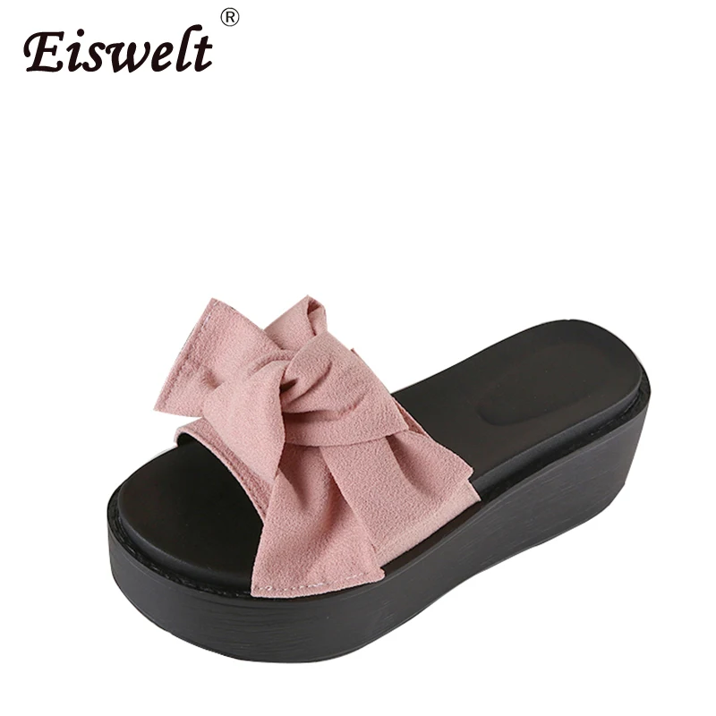 

Big Bowtie Woman Beach Flip Flops Summer Sandals Slip- Resistant Slippers Platform Sandals