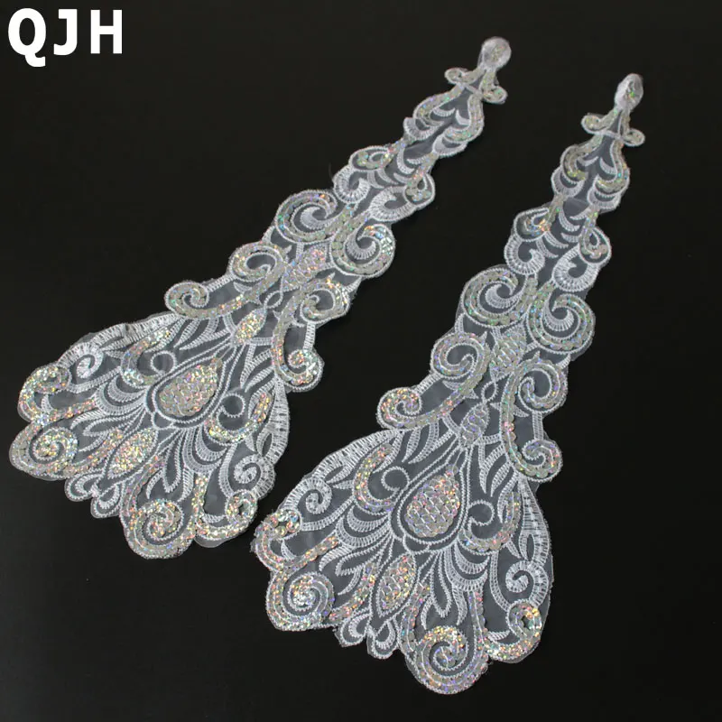 CN/_ Flower Sequin Rhinestone Motif Trim Applique Wedding DIY Sewing Embroidery