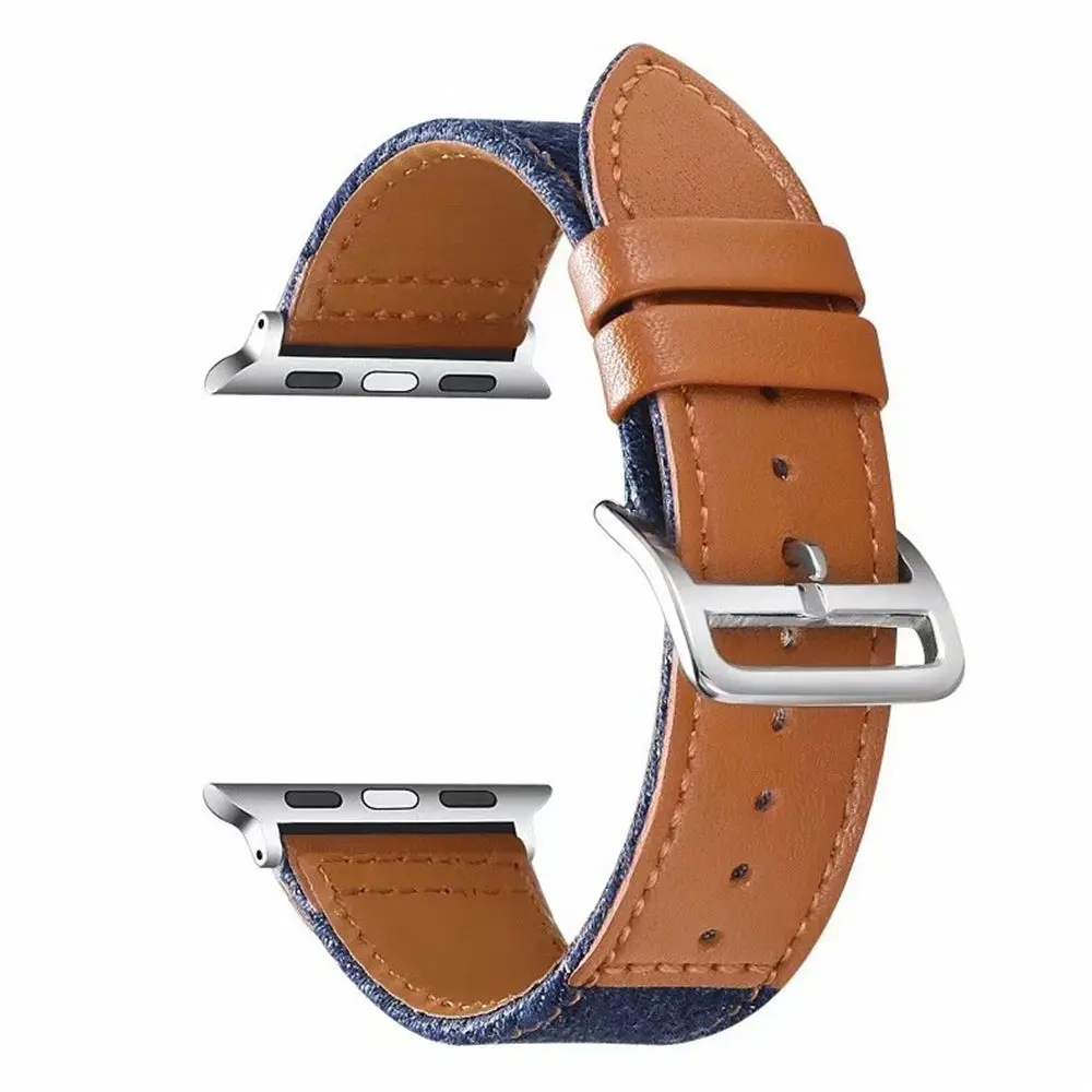 Ремешок из джинсовой ткани для Apple Watch SE Band 38 мм 40 42 44 кожаный браслет iWatch Series 6 5 4 3