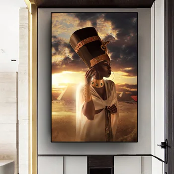 

Black and Gold Nude African Art Woman Sunset Oil Painting on Canvas Cuadros Posters and Prints Wall Art Picture for Living Room