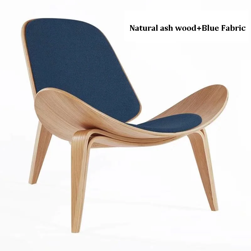 U-BEST Hans Wegner стиль трехногий корпус стул пепельный фанера черная искусственная кожа современный корпус стул Реплика - Цвет: Natural and Blue