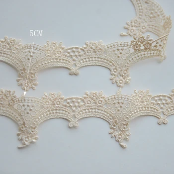 

5CM or 1.97" Wide 7yards/lot High Quality Cream Vintage Venise Embroidery Lace Trim,Water Soluble Lace Trim for Garment