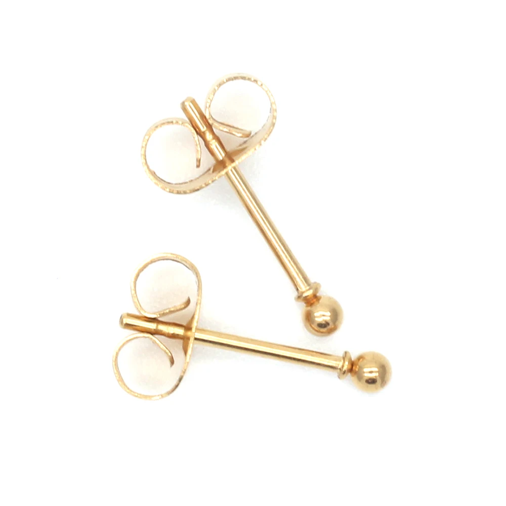 ag05 Titanium Gold -cololr Small Balls 2mm to 8mm Stud Earrings 316l Stainless Steel Earring IP Plating No Fade Allergy Free