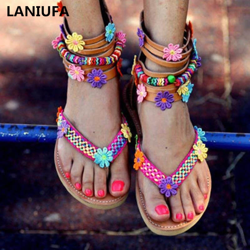 

Summer Bohemia flats Sandals Women Sandals Casual Indoor Outdoor Gladiator Rome zipper Beach shoes women flats shoes mujer &123
