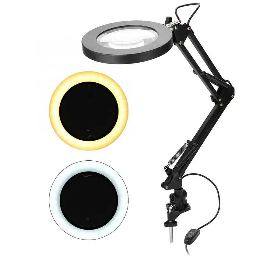 

5X USB Magnifying Glass with LED Light Flexible Table Clamp Third Hand Soldering/Reading/Jewelry Magnifier Desk Lamp Magnifier
