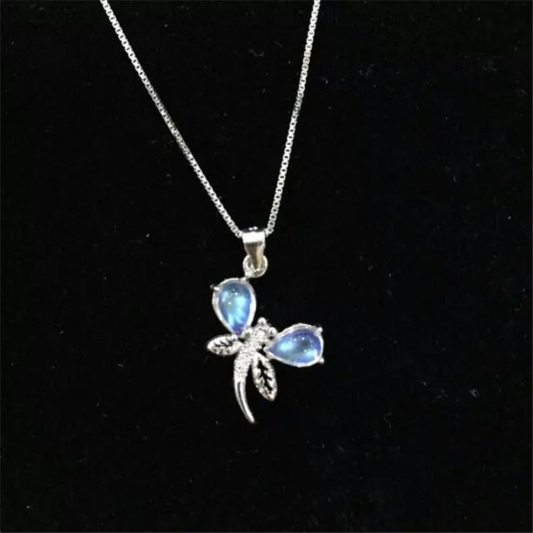 KJJEAXCMY boutique jewels кулон в виде стрекозы из чистого серебра 925 пробы с лунным камнем +