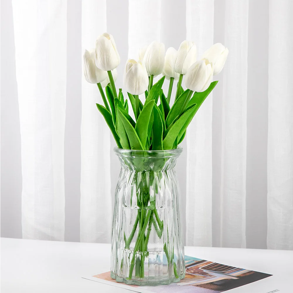 

1/5/10PC PU Tulip Artificial Flowers Bouquet Real Touch Latex Fake Flowers Decora Mini for Home Wedding Decoration dried Flower