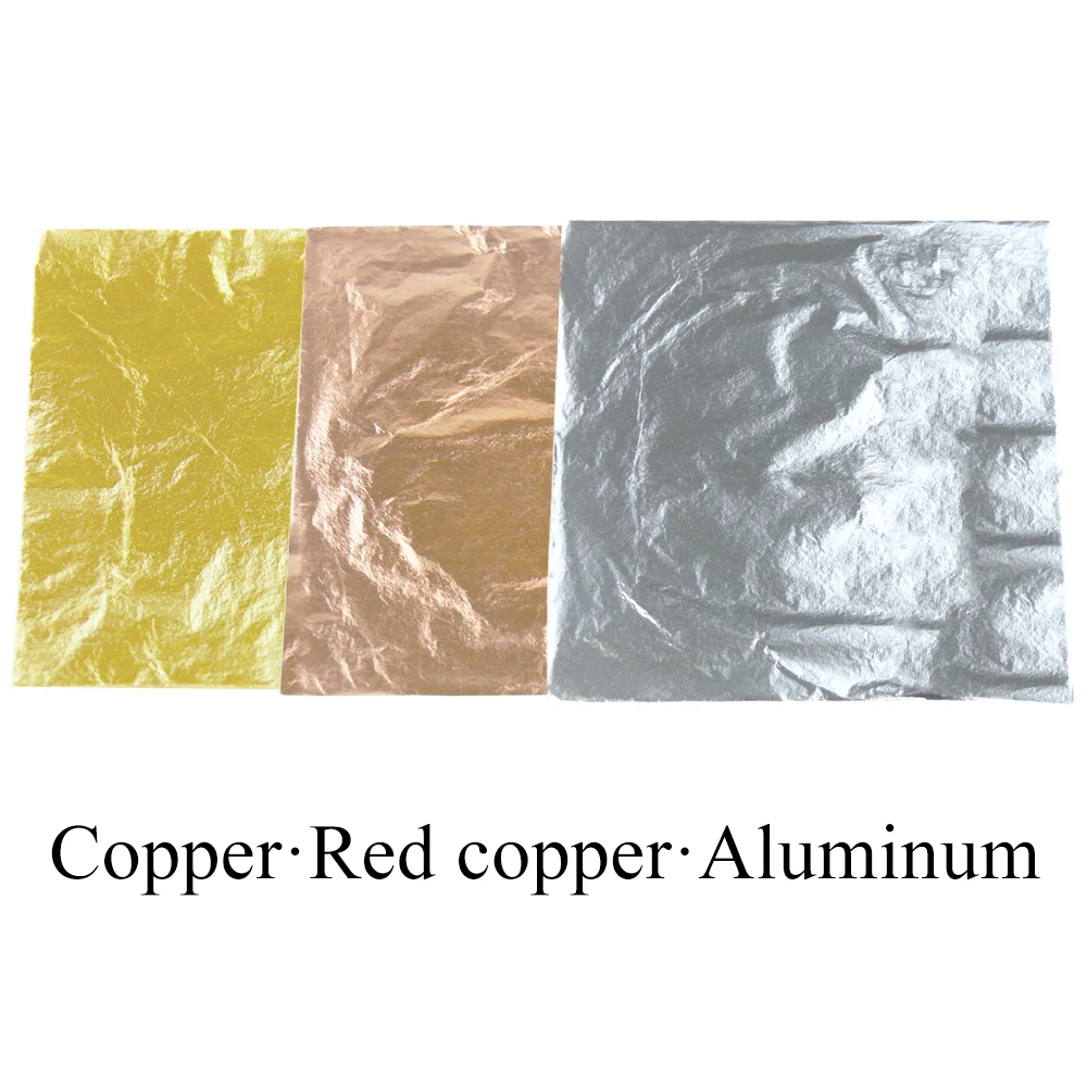 

1000pcs 6.3x6.3'' Imitation Gold Silver Foil Leaf Gilding Glue sheet Copper Foil Leaf